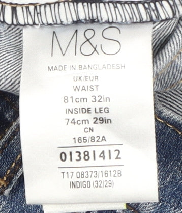 Marks & Spencer Men's Blue Straight Jeans, Size 32
