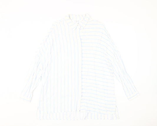 John Lewis Women's White Striped Button-Up Shirt, Size 12