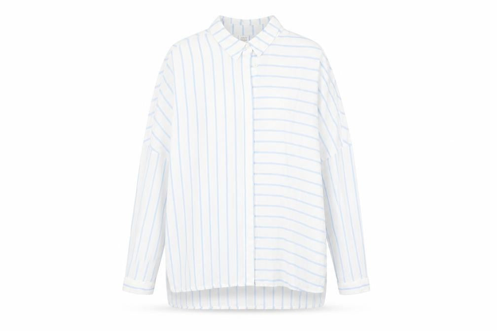 John Lewis Women's White Striped Button-Up Shirt, Size 12