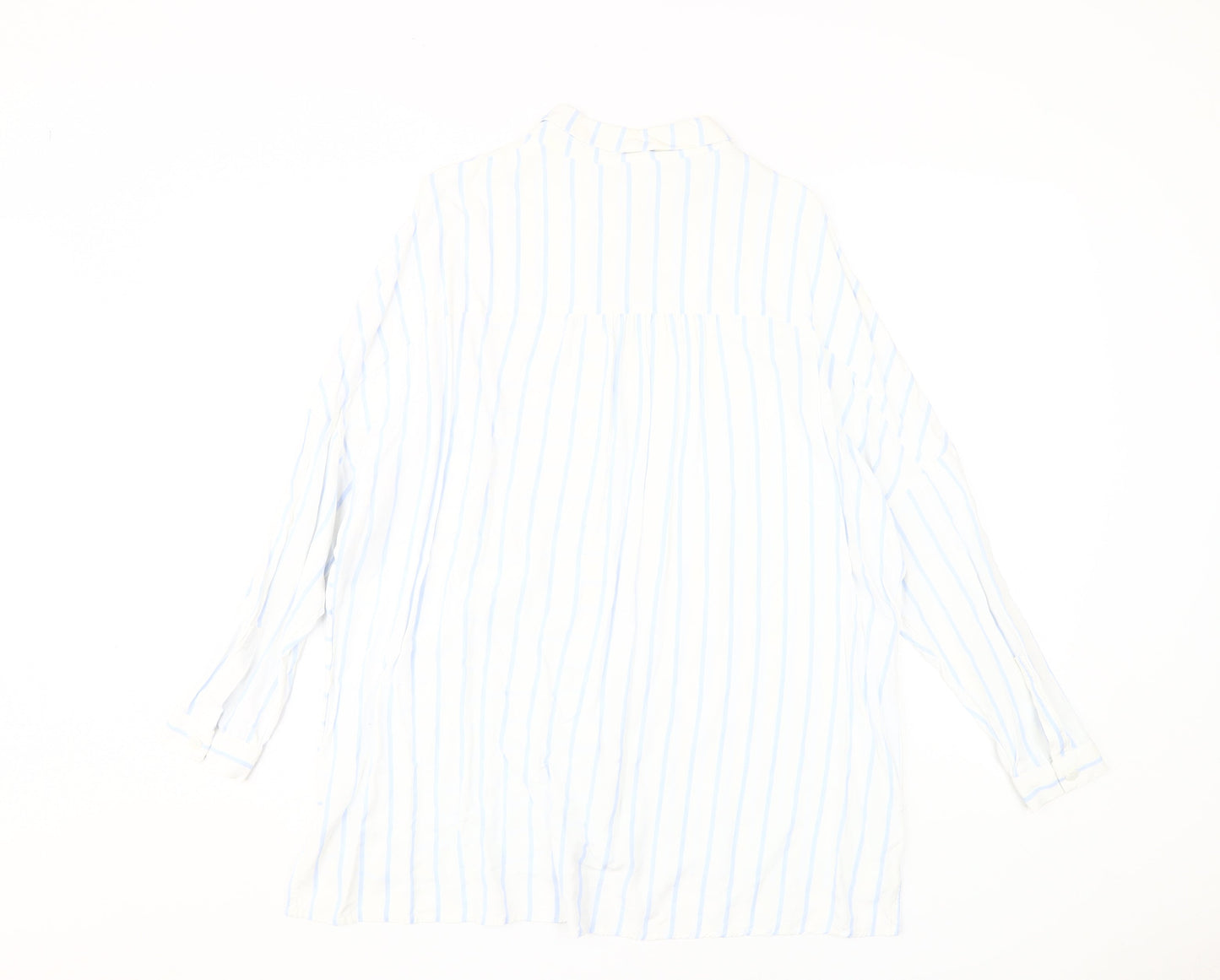 John Lewis Women's White Striped Button-Up Shirt, Size 12