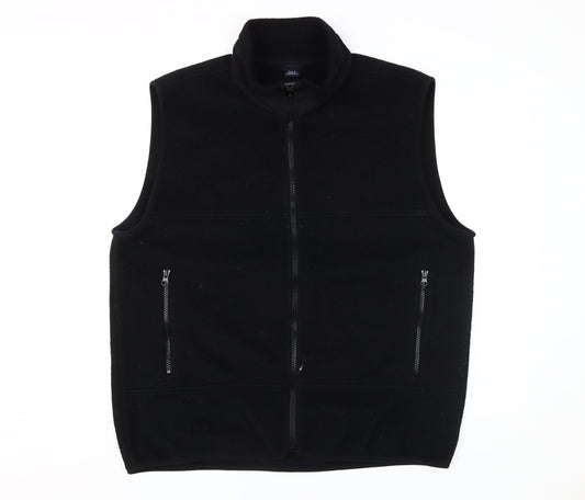 Lands' End Men's Black Fleece Waistcoat, L, Casual