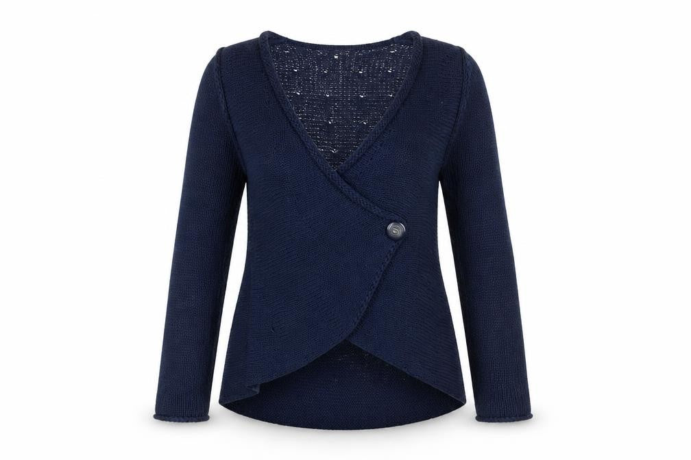 Per Una Women's Blue Wrap Knit Wool Blend Jumper M