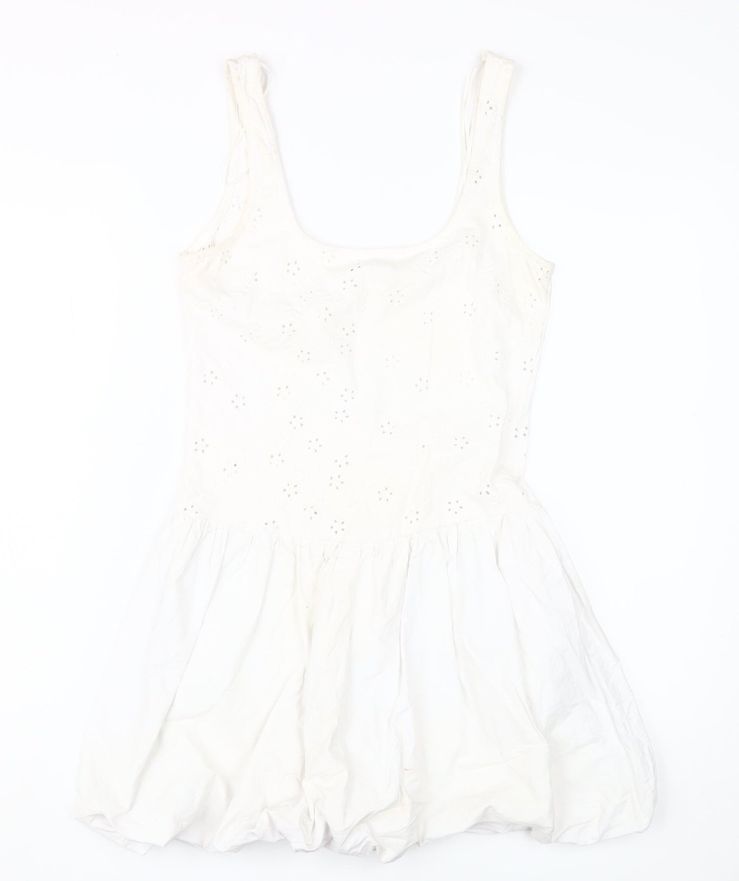 Zara Women's White Cotton Fit & Flare Dress M