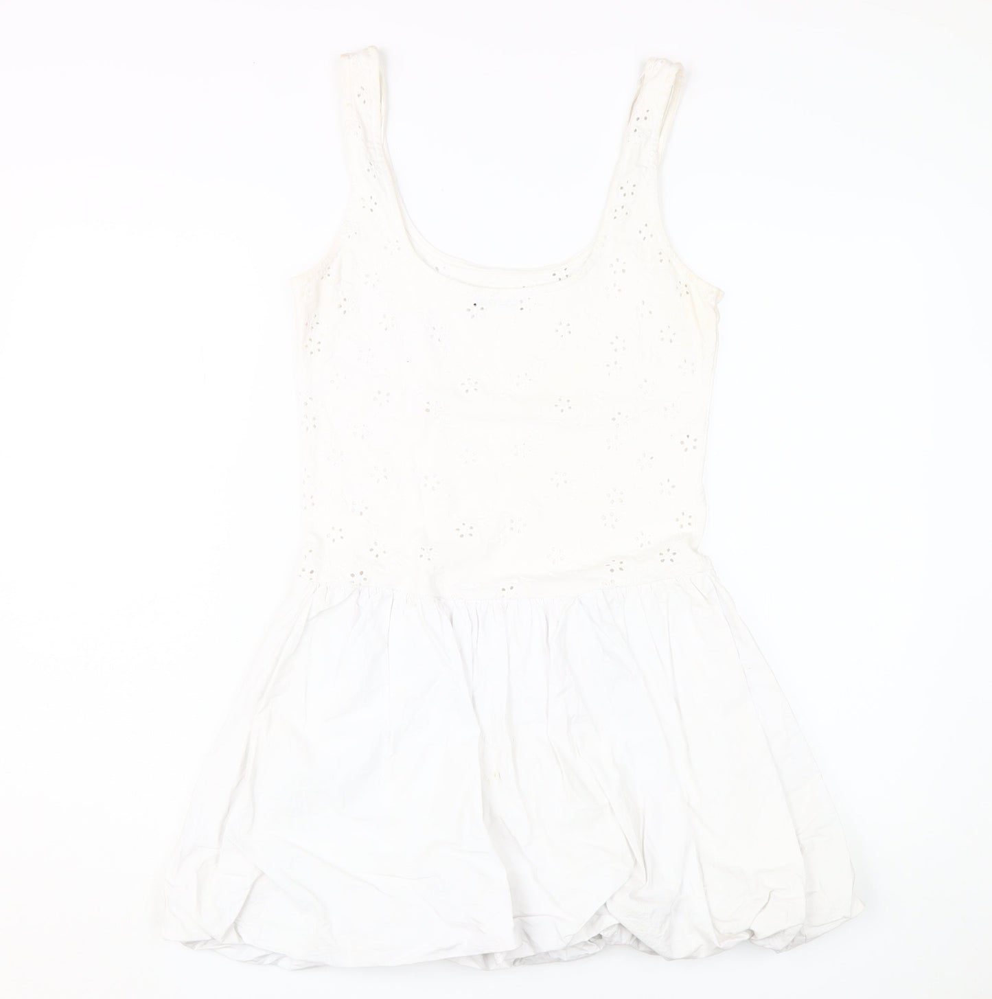 Zara Women's White Cotton Fit & Flare Dress M