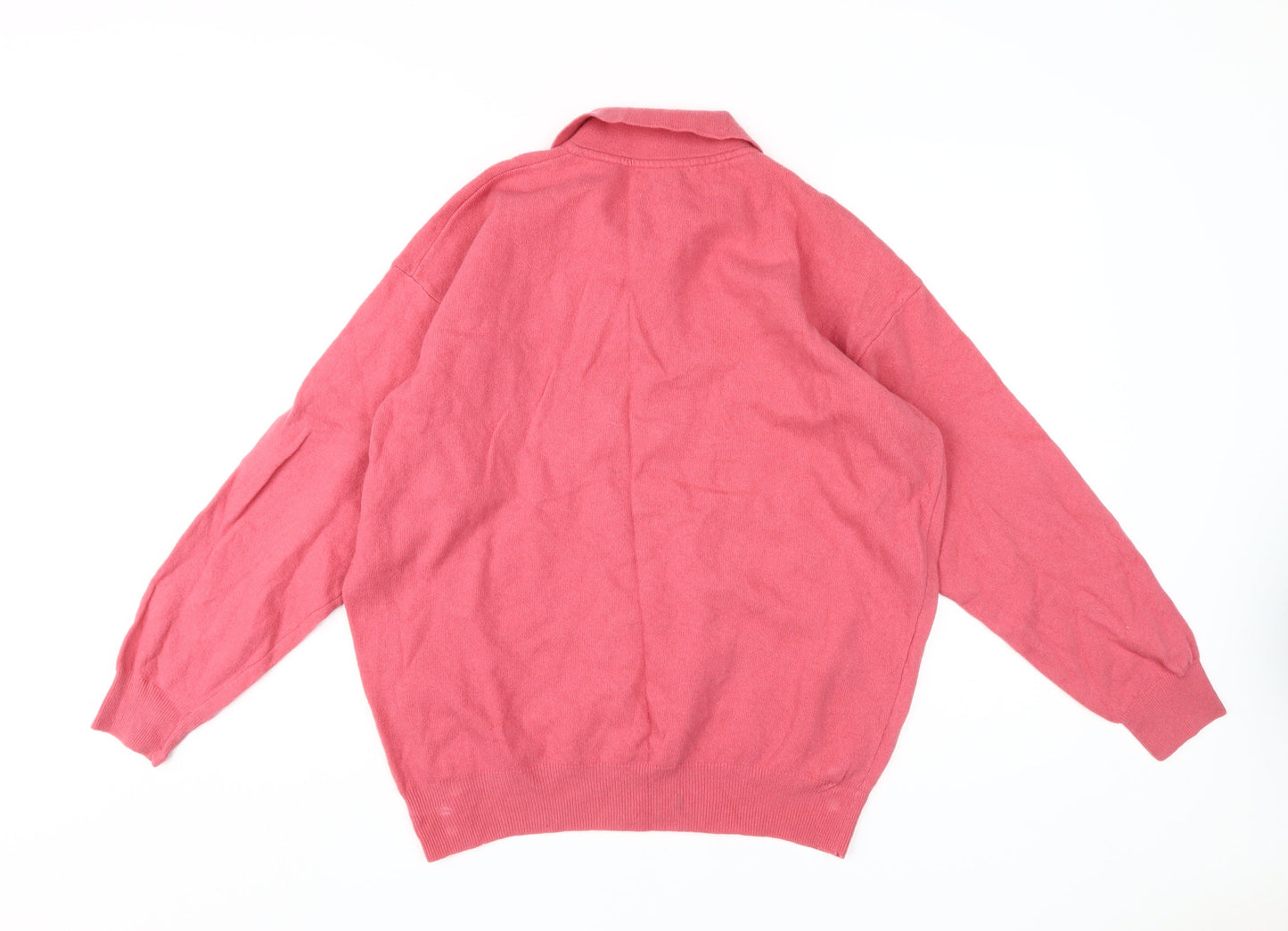 United Colors of Benetton Women's Pink Zip Lambswool Pullover Jumper Size L