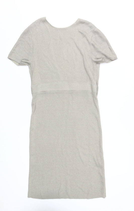 COS Women's Beige Knit V-Neck Dress - M