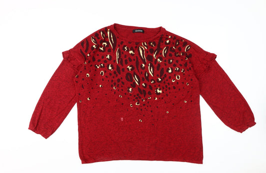 Kaleidoscope Women's Red Animal Print T-Shirt, Size 18