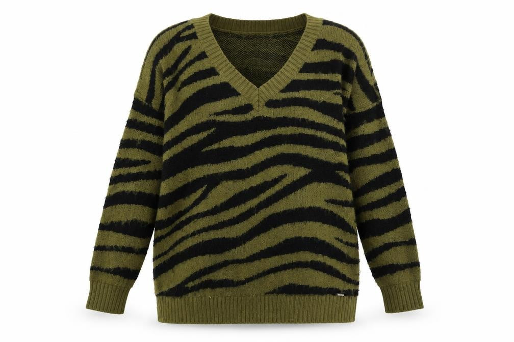 Superdry Women's Green Animal Print Pullover Jumper