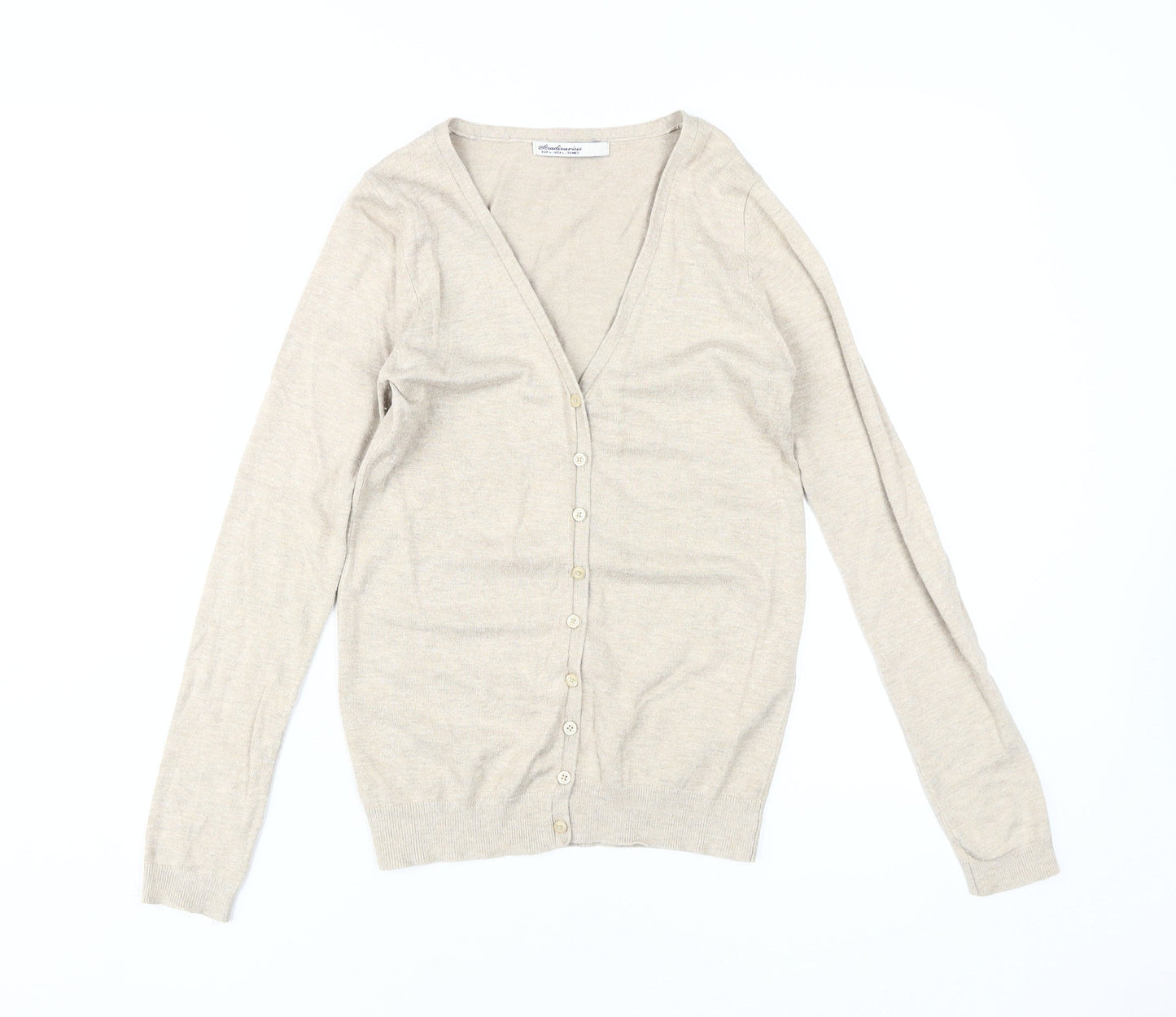 Stradivarius Beige V-Neck Cardigan Women L