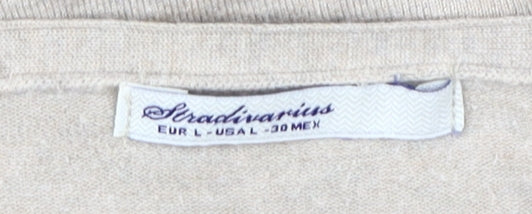 Stradivarius Beige V-Neck Cardigan Women L