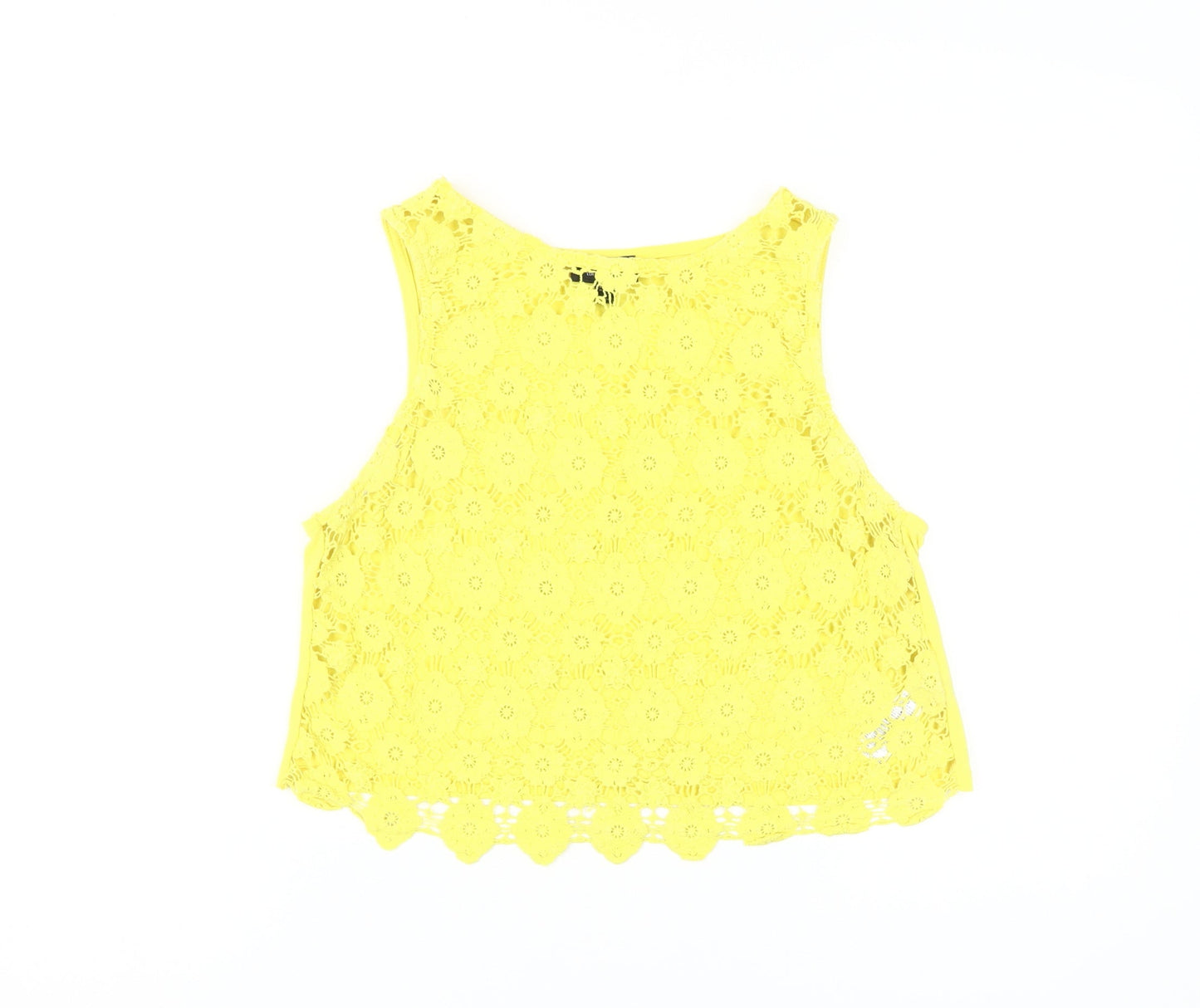 Topshop Yellow Lace Cropped Tank Women's UK 14