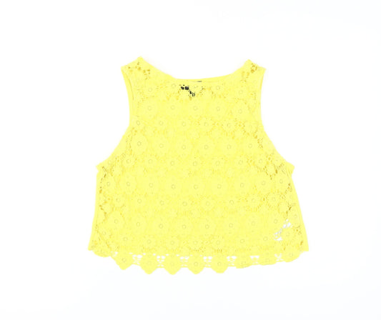 Topshop Yellow Lace Cropped Tank Women's UK 14
