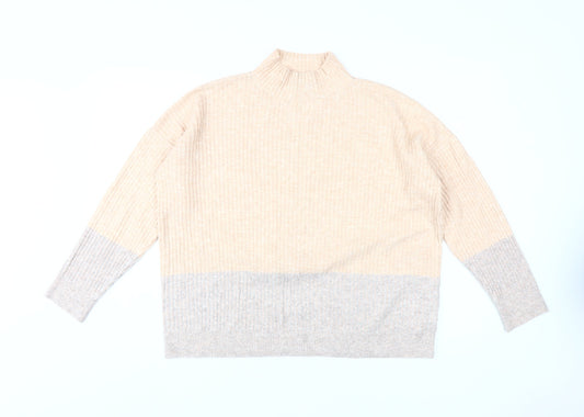 Marks and Spencer Women's Beige Mock Neck Pullover Jumper M