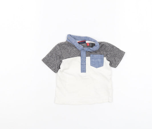 McKenzie Unisex Baby Polo Shirt Grey White 0-3 Months