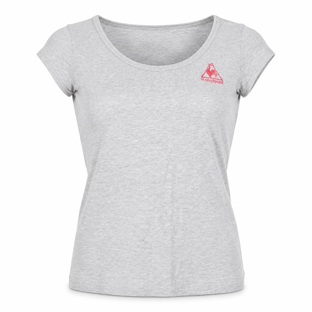 Le Coq Sportif Womens Grey Scoop Neck T-Shirt Size 14