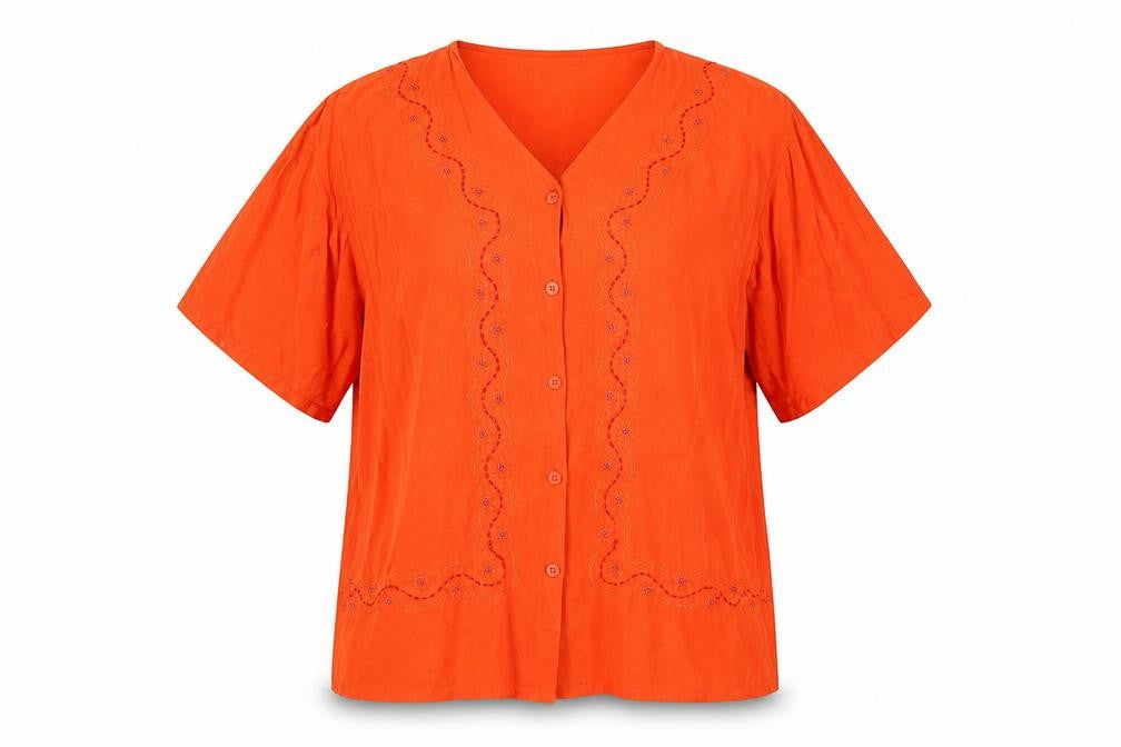 Wallis Women's Orange V-Neck Short Sleeve Top