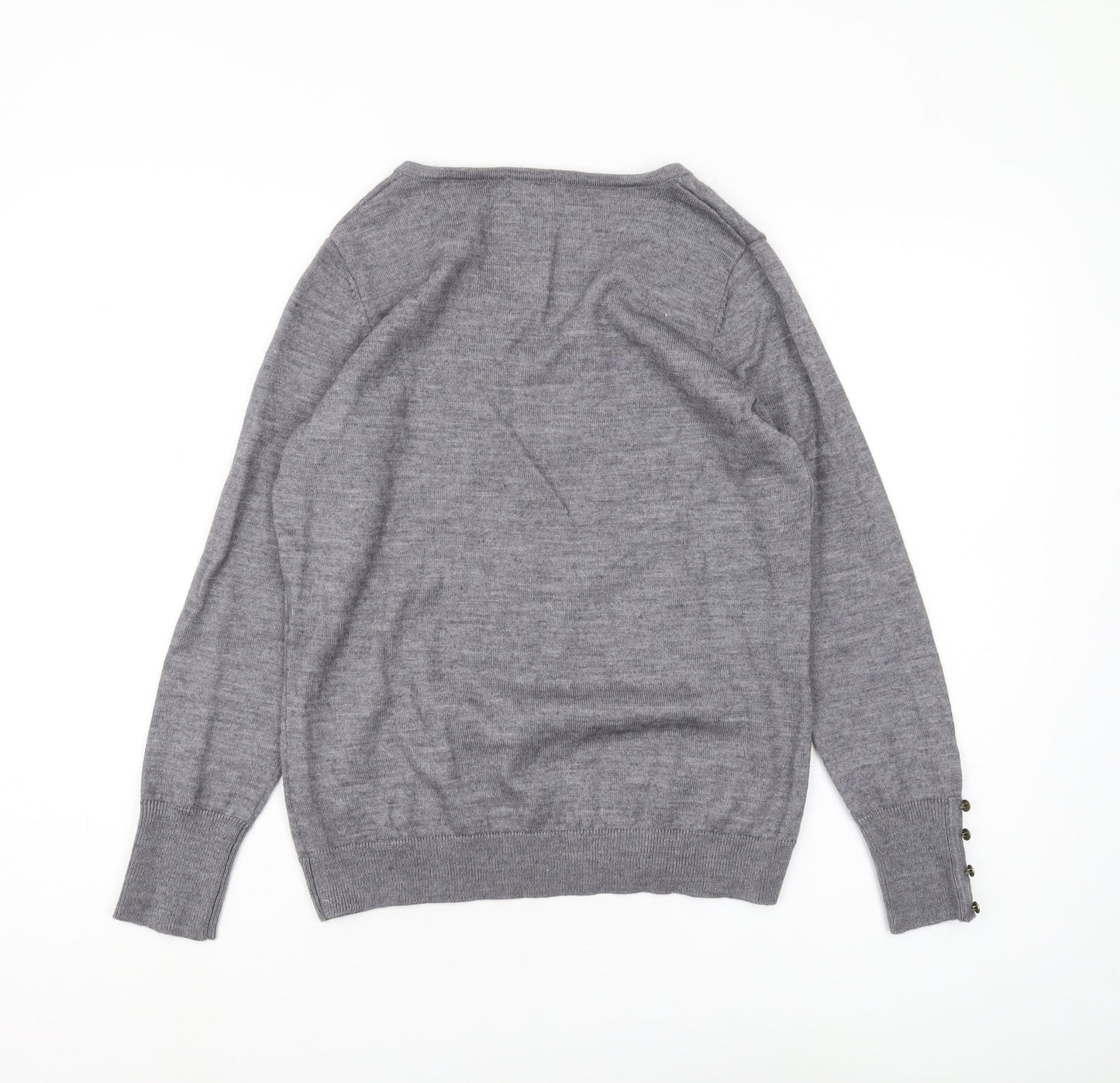 Anne Weyburn Women's Grey V-Neck Pullover Jumper Size 12