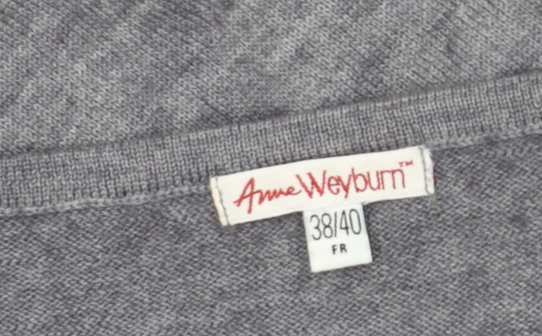 Anne Weyburn Women's Grey V-Neck Pullover Jumper Size 12