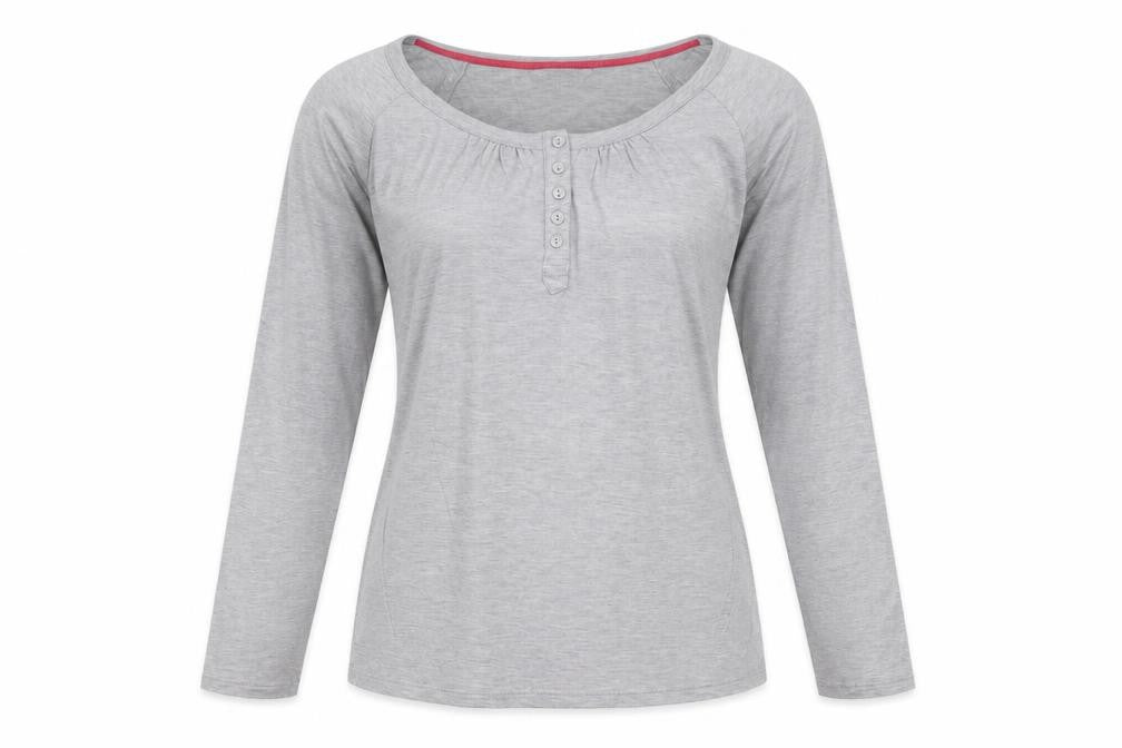 Dickins & Jones Women's Grey Basic Henley T-Shirt M