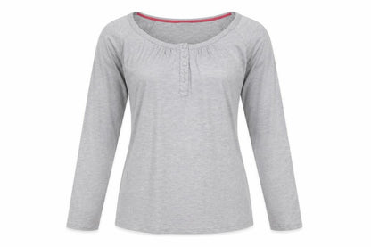 Dickins & Jones Women's Grey Basic Henley T-Shirt M