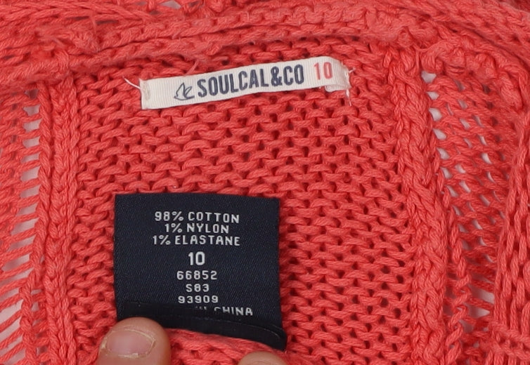 SoulCal & Co Women's Red Cardigan Size 10 Cable-Knit