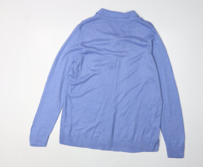 Back view of Honor Millburn Women's Blue Collared Jumper L