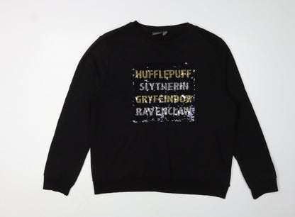 Harry Potter Women's Black Sequin Pullover Sweatshirt L