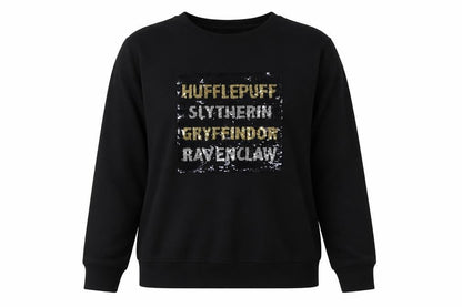 Harry Potter Women's Black Sequin Pullover Sweatshirt L