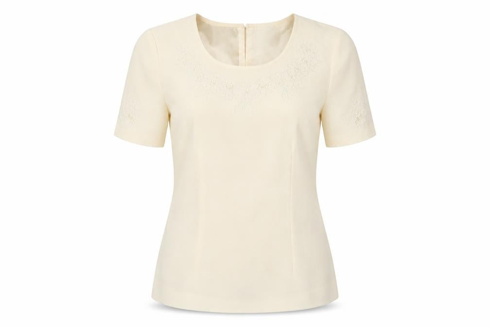 Jacques Vert Women's Ivory Embroidered Blouse Size 10