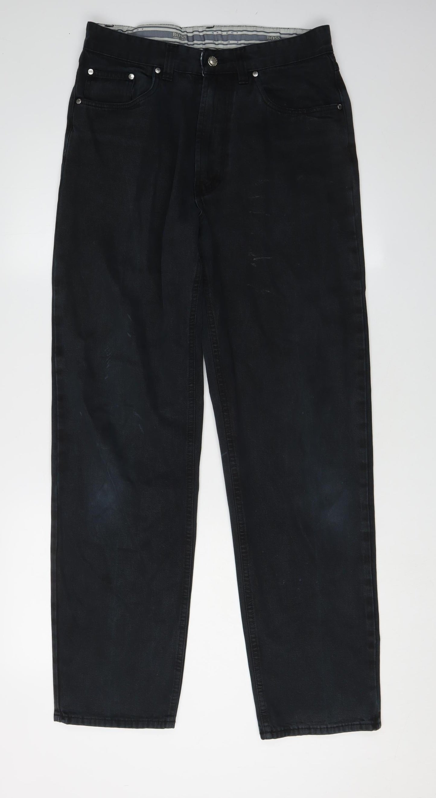 BOSS Men's Black Straight Jeans, Size 31, Dark Wash