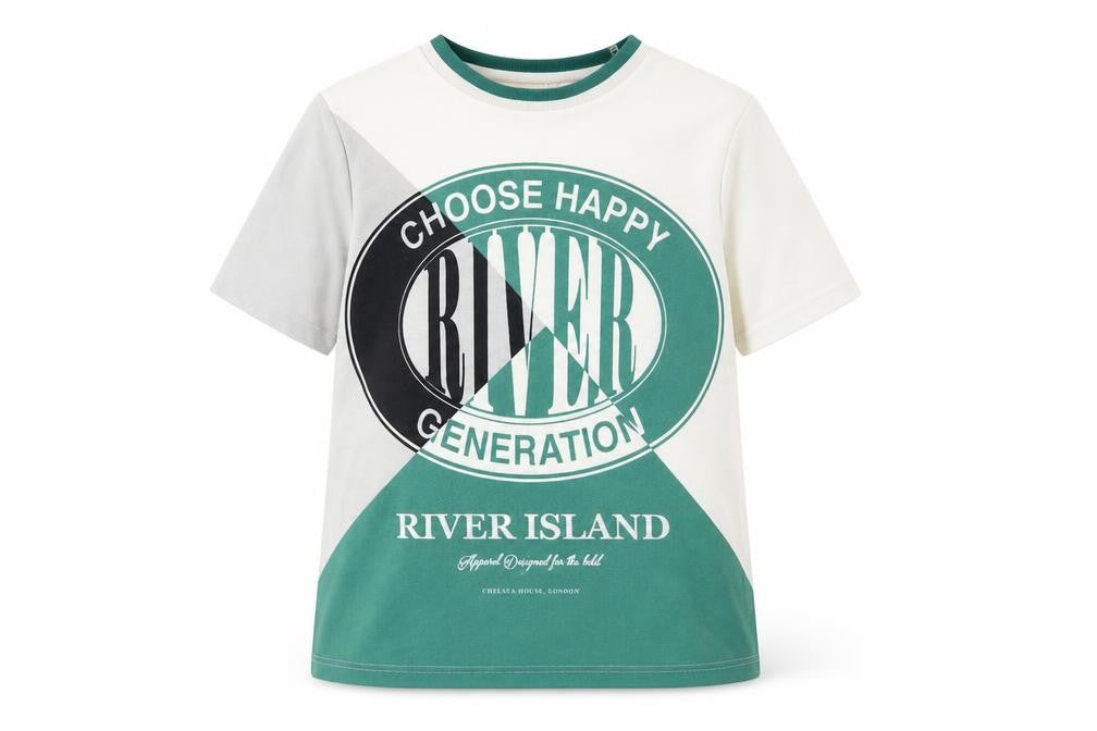 River Island Boys White T-Shirt, Graphic Print, 9-10 Years