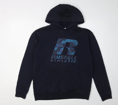 Additional front view of Russell Athletic boys’ blue pullover hoodie 14-15 years