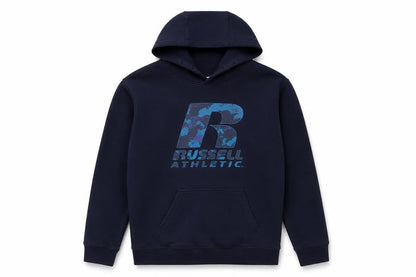 Front view of Russell Athletic boys’ blue pullover hoodie 14-15 years