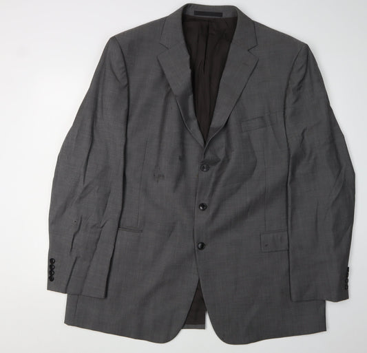 Marks and Spencer Men's Grey Blazer, 48 Long, Wool, Formal Attire