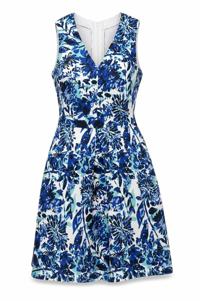 H&M Women’s Blue Floral Fit & Flare Dress Size 6
