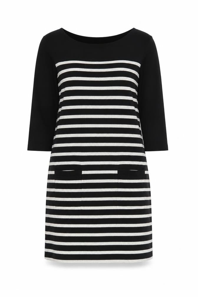 BHS Women's Black Striped Shift Dress Size 12
