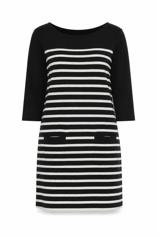 BHS Women's Black Striped Shift Dress Size 12