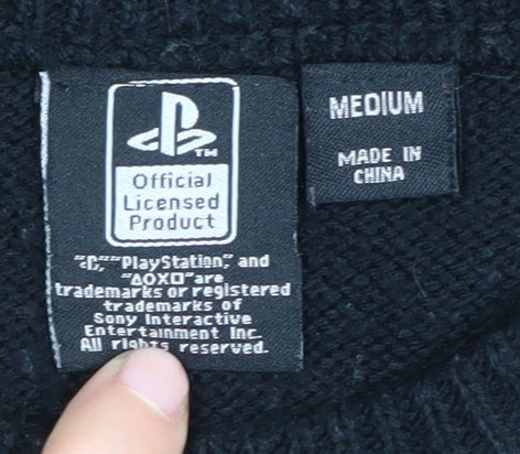 PlayStation Men's M Black Pullover Gaming Jumper