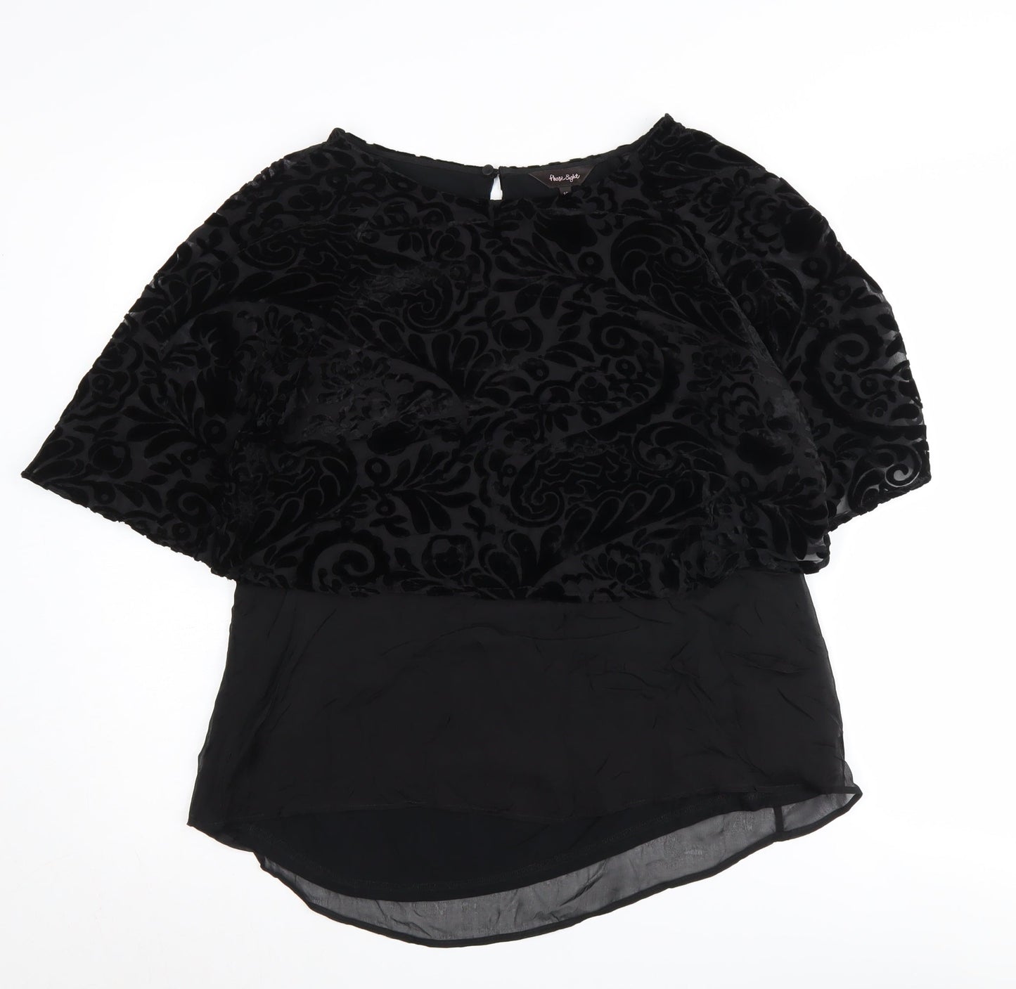 Phase Eight Black Floral Velvet Tunic Blouse Size 10