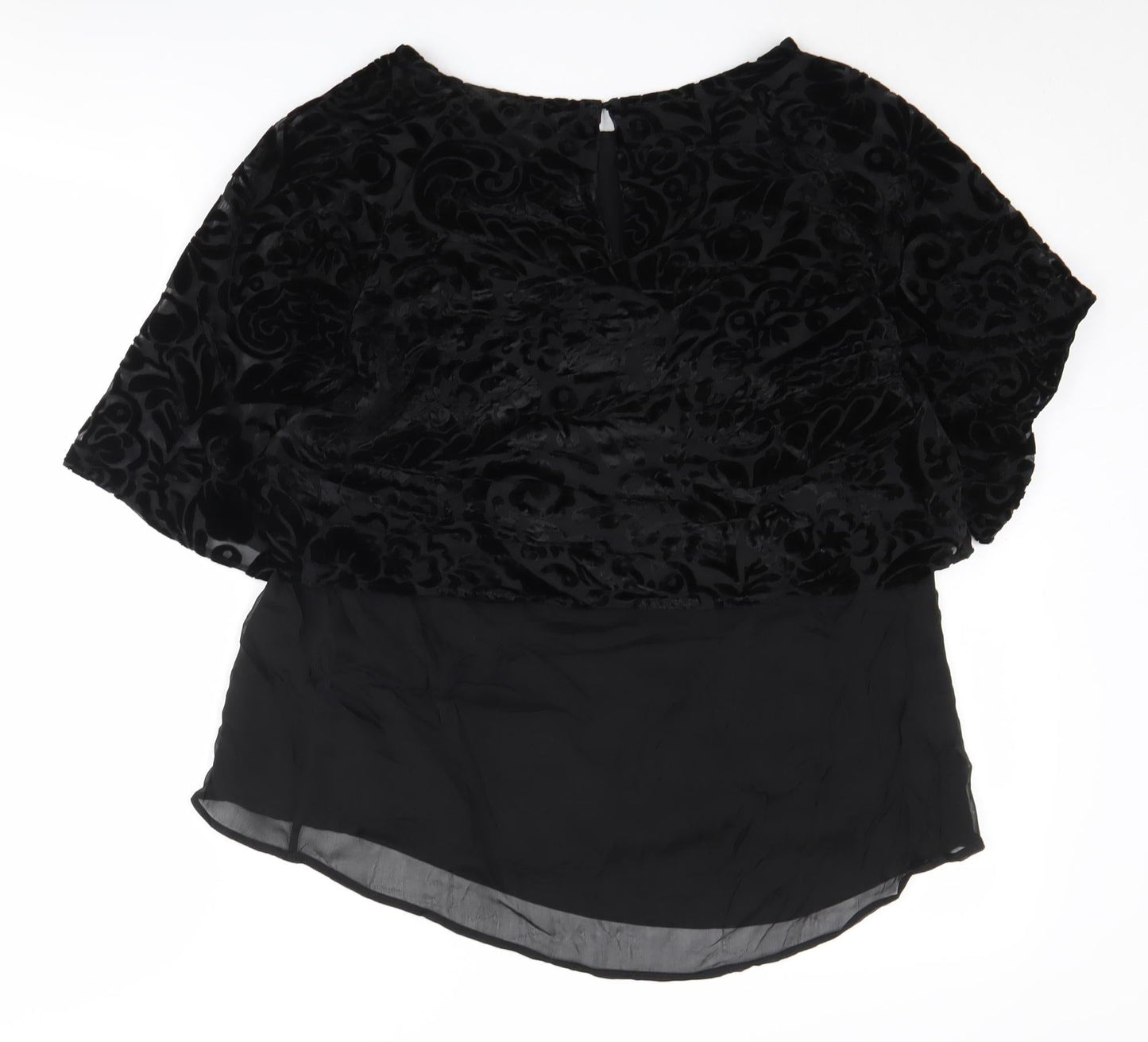 Phase Eight Black Floral Velvet Tunic Blouse Size 10
