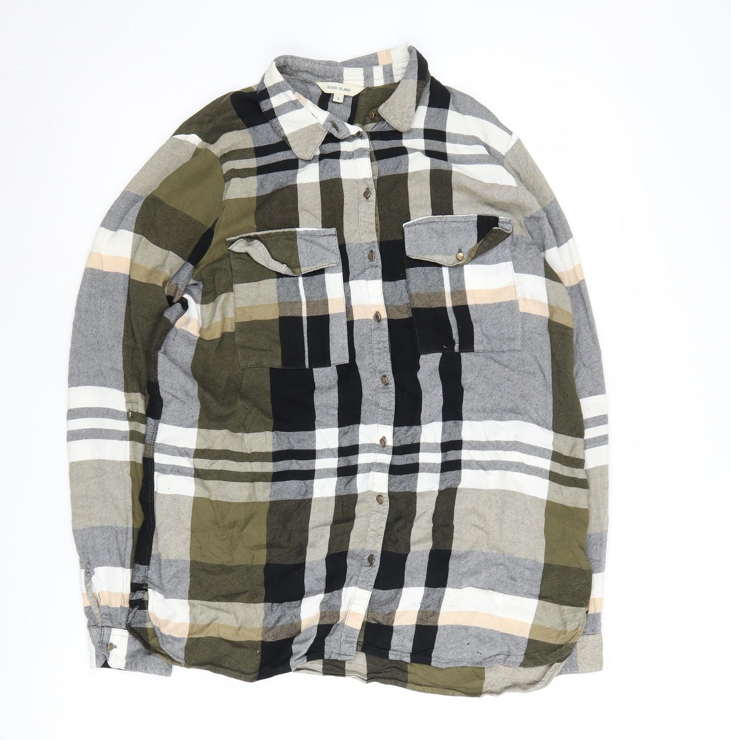 River Island Women's Multicoloured Plaid Button-Up Shirt