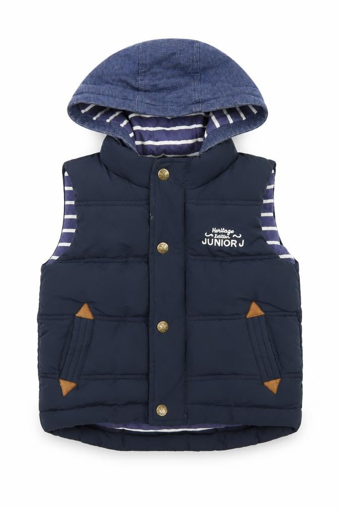 Junior J Boys' Blue Hooded Puffer Jacket 2-3Y