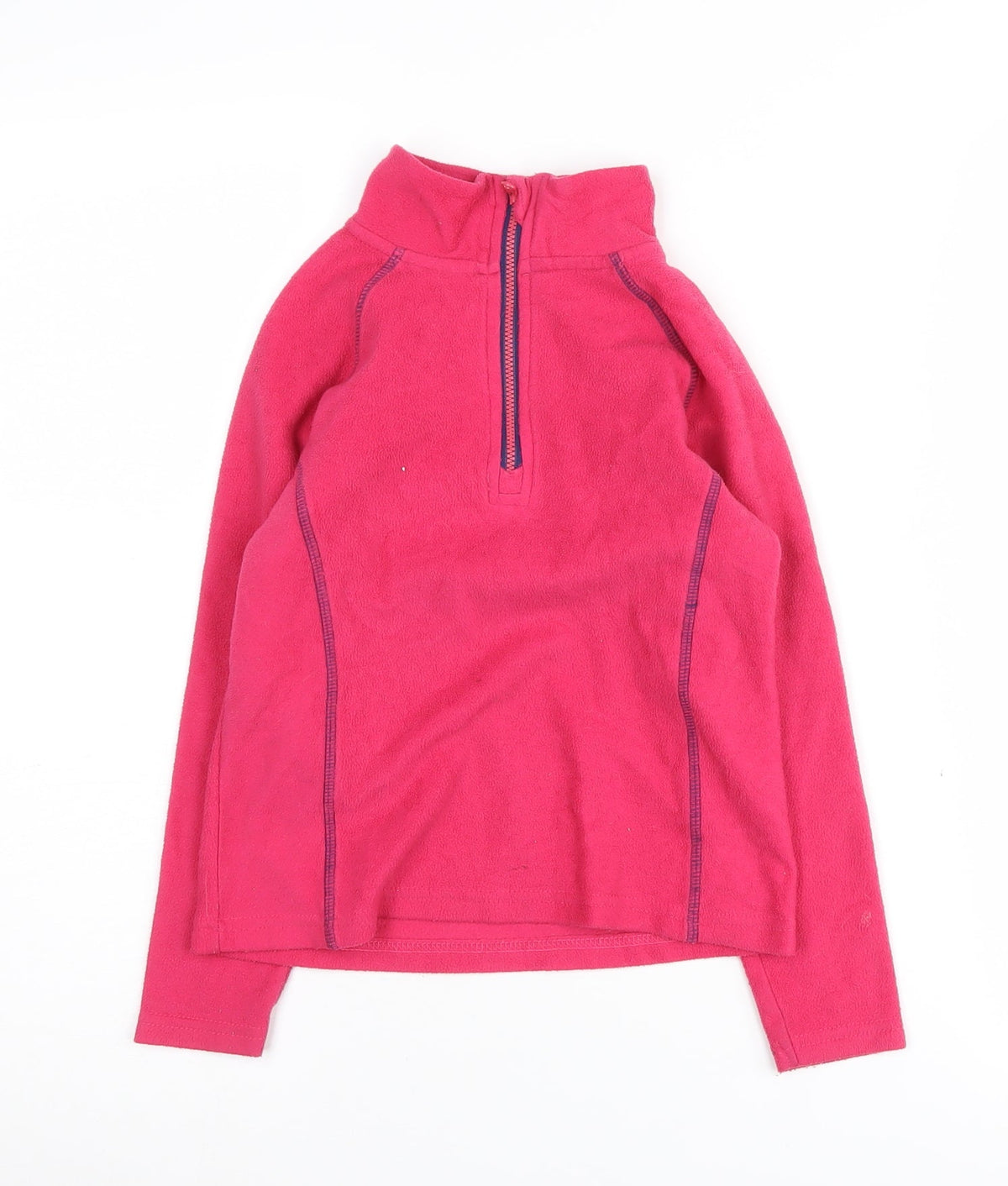 Additional front view of Crane girls’ pink fleece 1/4 zip sweatshirt, 5-6 years
