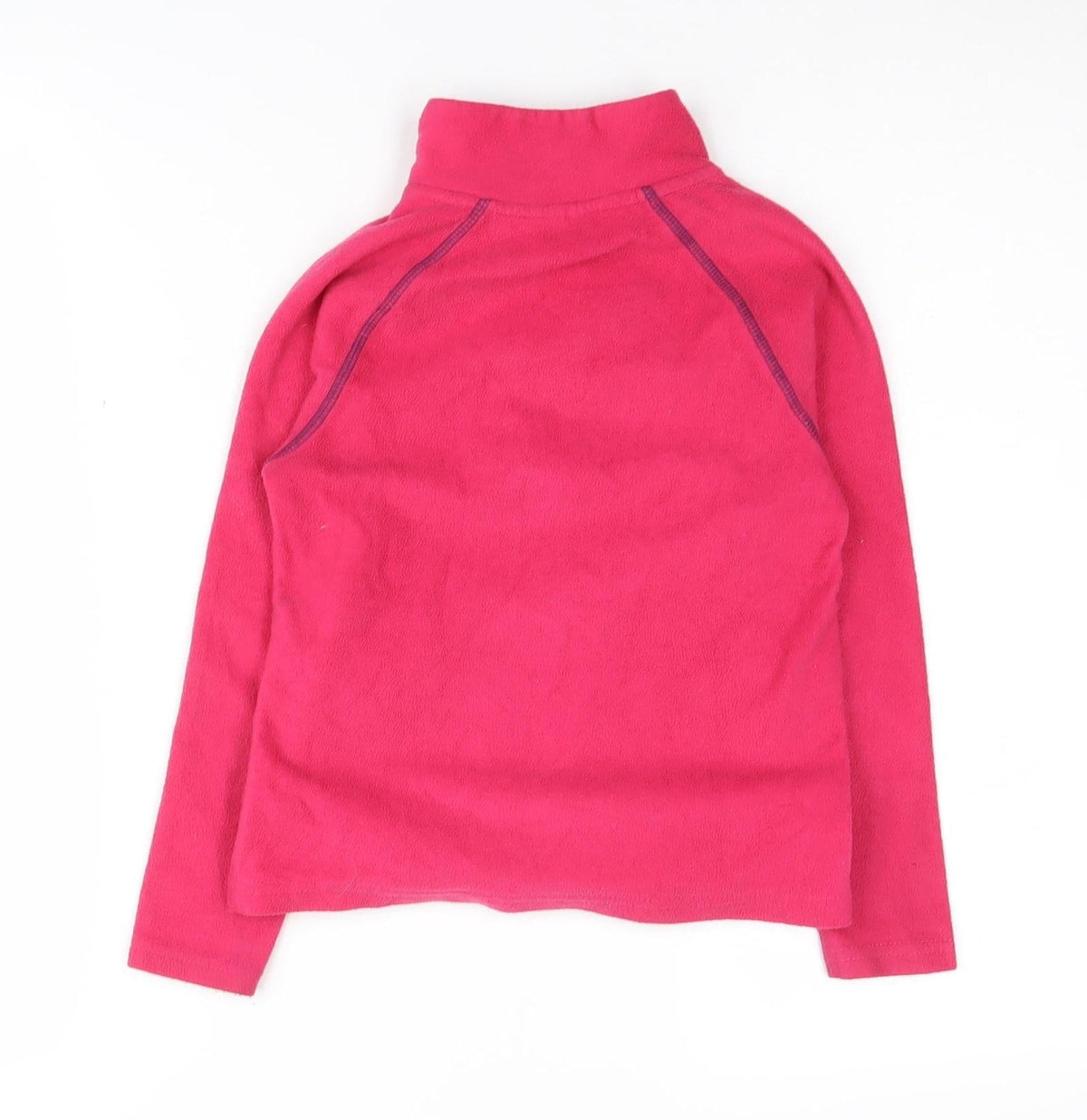 Back view of Crane girls’ pink fleece 1/4 zip sweatshirt, 5-6 years