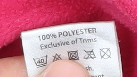 Close-up detail of Crane girls’ pink fleece 1/4 zip sweatshirt, 5-6 years