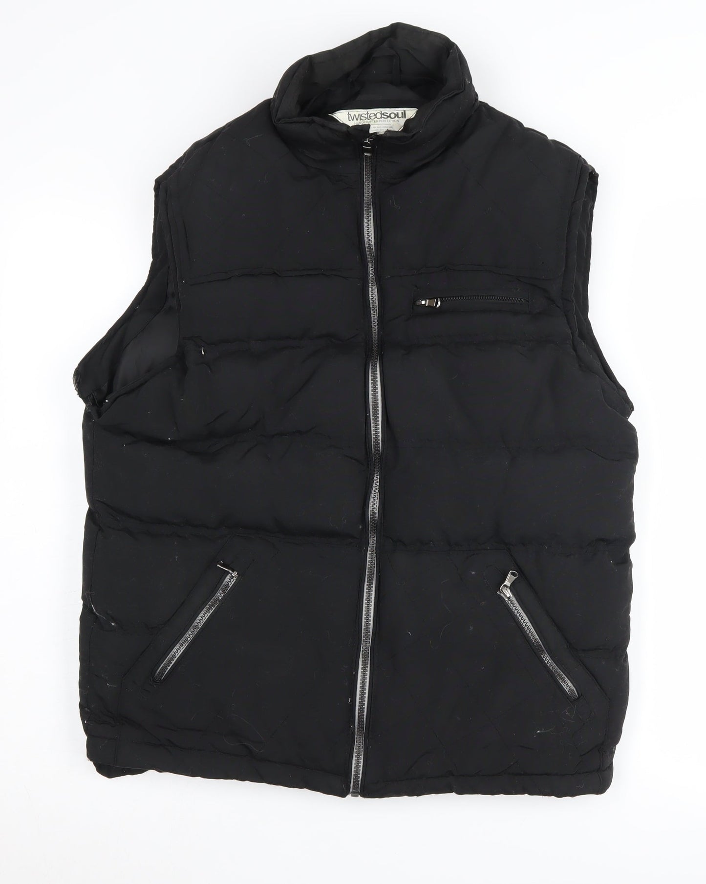 Twisted Soul Men's Black Medium Puffer Waistcoat
