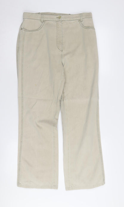 Viyella Women's Beige Cotton Petite Trousers, Size 10