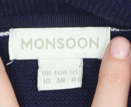 Monsoon Women's Blue Striped Cardigan Size 10