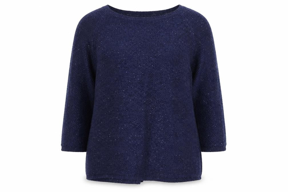 Monsoon Women's Blue Knit Pullover Jumper, M, 3/4 Sleeve