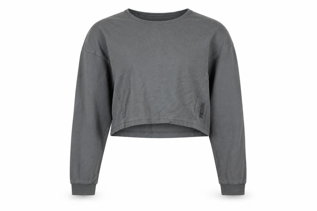Gymshark Women's Grey Cropped T-Shirt, Size S